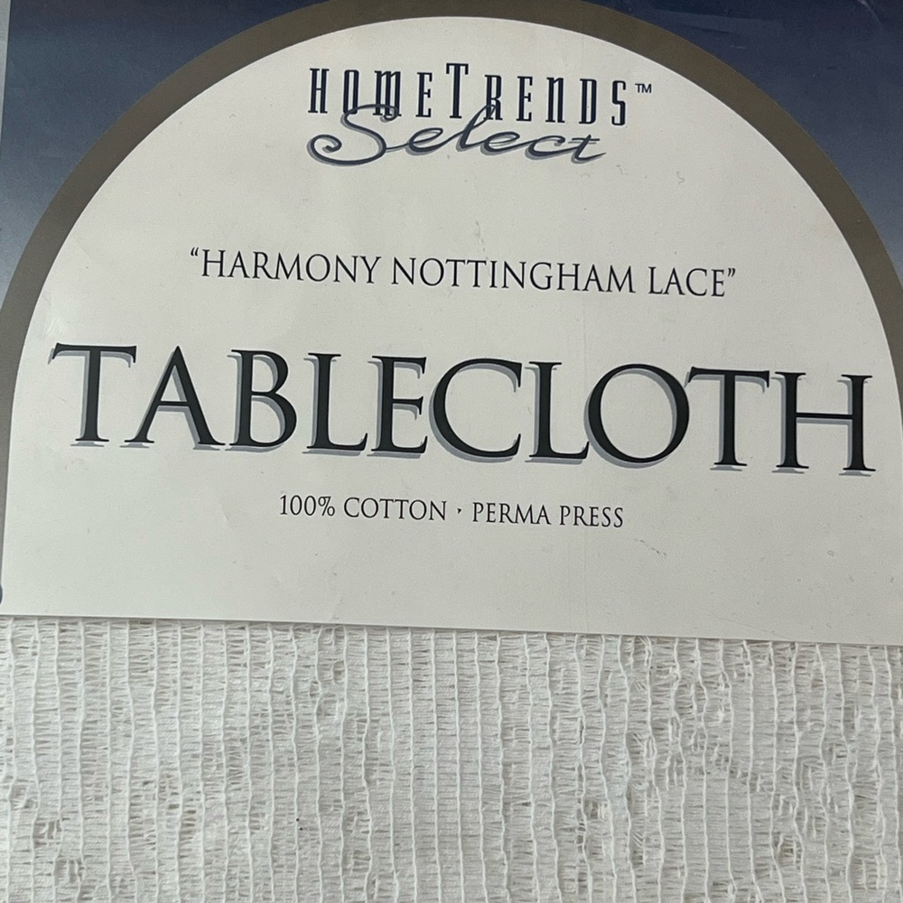 Home Trends Harmony Nottingham Lace White 60 X 92 Rectangle Tablecloth Cotton - Picture 2 of 7